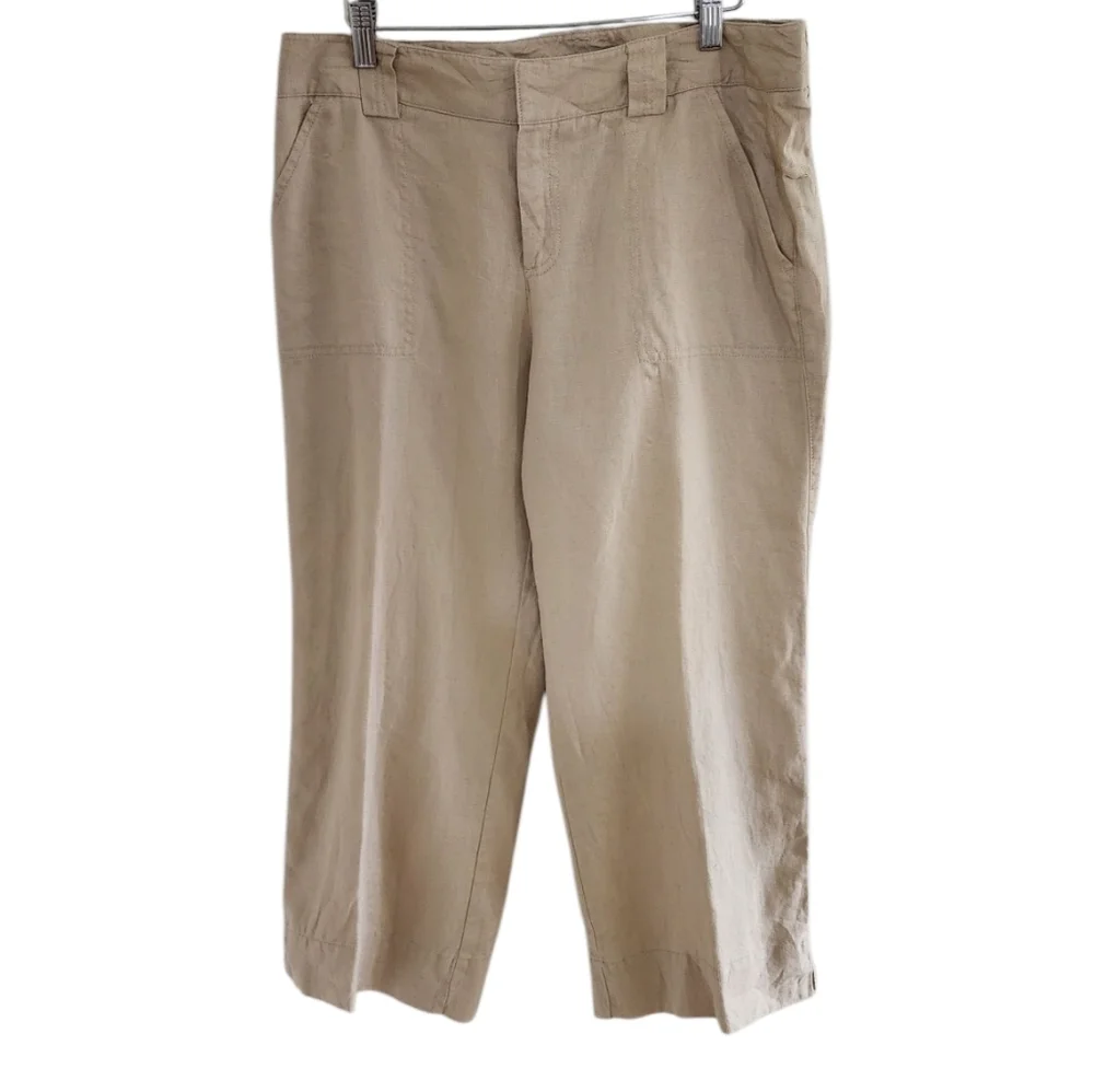 Eddie Bauer Vashon Fit Beach Festival Lounge Organic Linen Crop Pants - Women's - Picture 2 of 8
